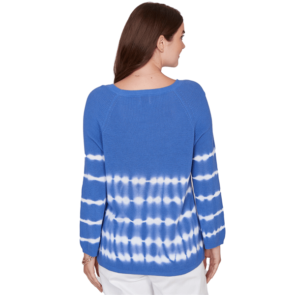Petite Ruby Rd. Set Sail Long Raglan Sleeve Tie Dye Sweater
