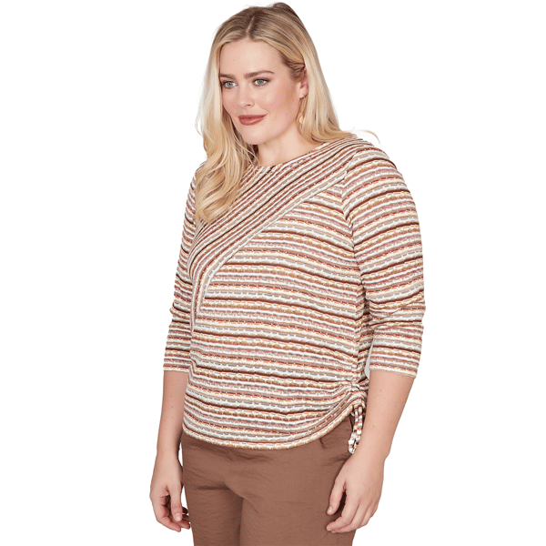 Womens Alfred Dunner Spice Market Splice Stripe Ruched Blouse