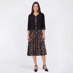 Womens Studio One 3/4 Sleeve Textured Floral Jacket Dress