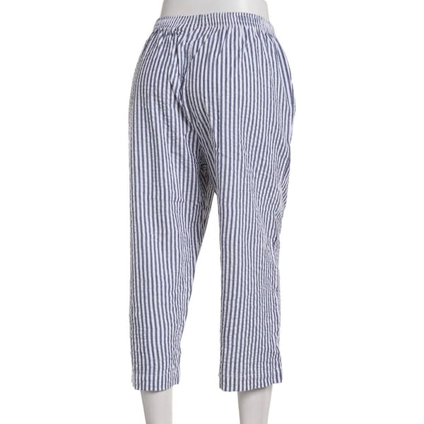 Womens Jordana Rose Wide Stripe Seersucker Capri Pants