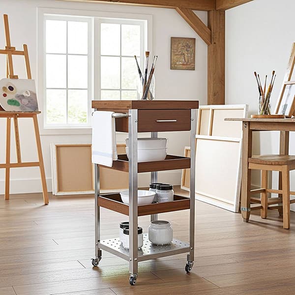eccostyle™ Solid Bamboo & Stainless Steel Kitchen Cart Tower