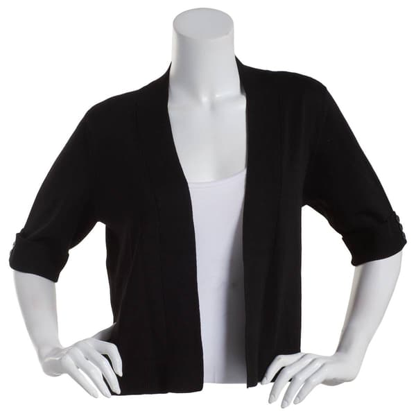 Womens 89th & Madison Elbow Sleeve Roll Tab Shrug - image 