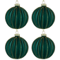 Northlight 4ct. Green Ribbed Lined Glass Christmas Ball Ornaments - image 5