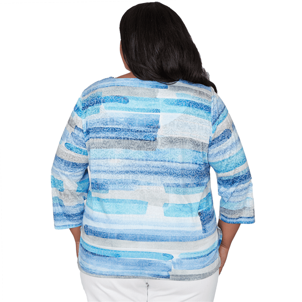 Plus Size Alfred Dunner Classics 3/4 Sleeve Brushstroke Blouse