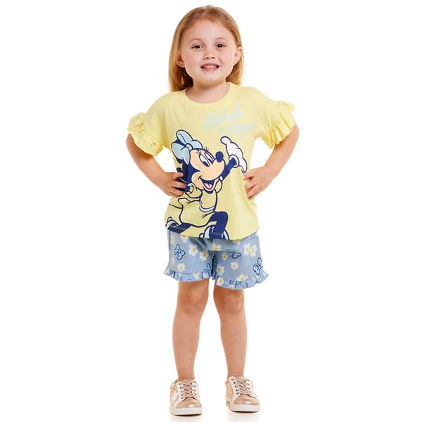 Toddler Girl Disney Minnie Ruffle Cuff Top & Daisy Bow Shorts Set