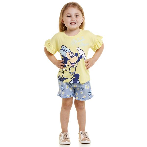 Toddler Girl Disney Minnie Ruffle Cuff Top & Daisy Bow Shorts Set - image 