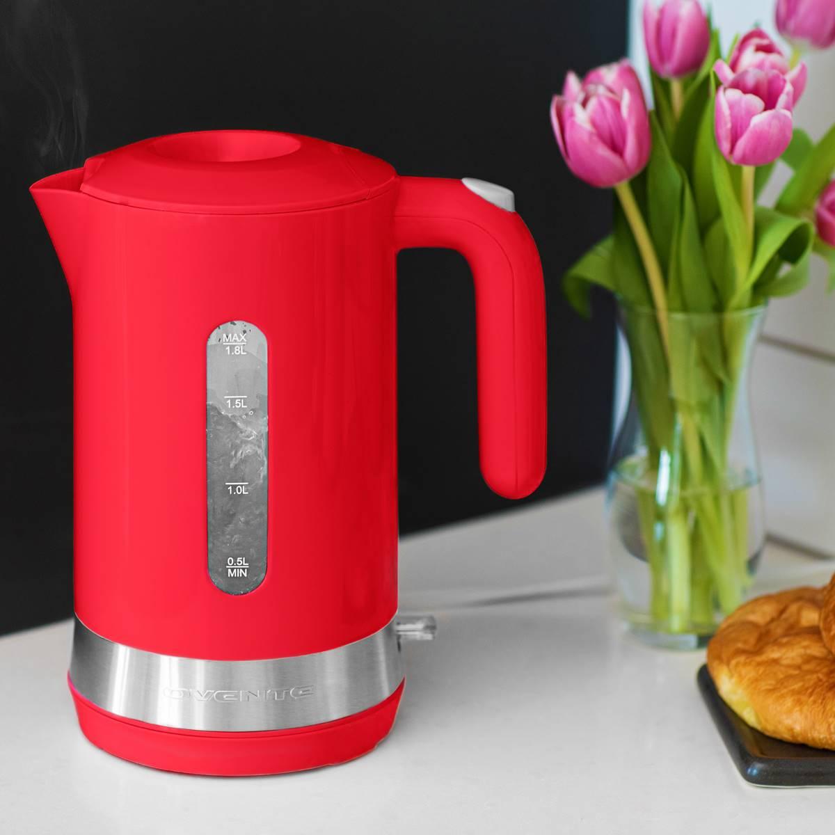 Ovente 1.8 Liter Electric Kettle w/ ProntoFill™ Lid - Red