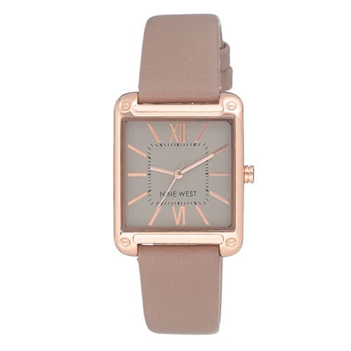 Womens Nine West Taupe Strap Rectangle Watch - NW-2116TPRG - image 