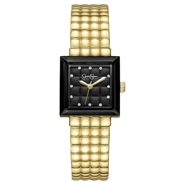 Womens Jessica Simpson Gold-Tone Glass Square Watch - JS0118GD - image 