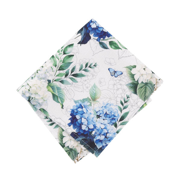 Threadmade Hydrangea Bloom Floral Dinner Napkins - Set of 4