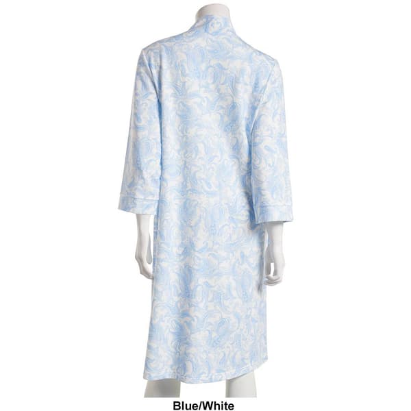 Womens Miss Elaine Long Sleeve Paisley French Terry Zip Robe