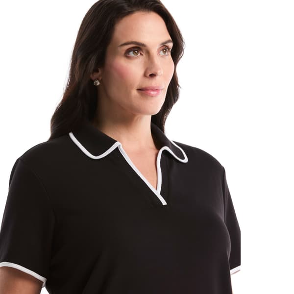 Plus Size Rafaella® Short Sleeve Contrast Trim Polo
