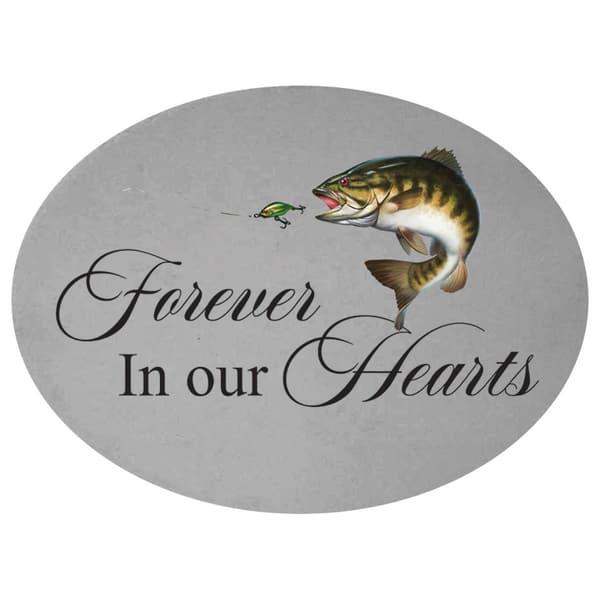 Forever in Our Hearts with Fish Oval Memorial Stone - image 