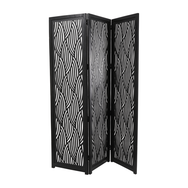 9th & Pike® Modern Black Wooden Room Divider Screen