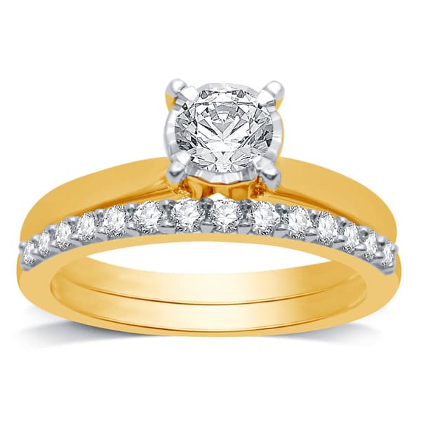 Nova Star(R) Yellow Gold 1ctw. Lab Grown Diamond Bridal Set - image 