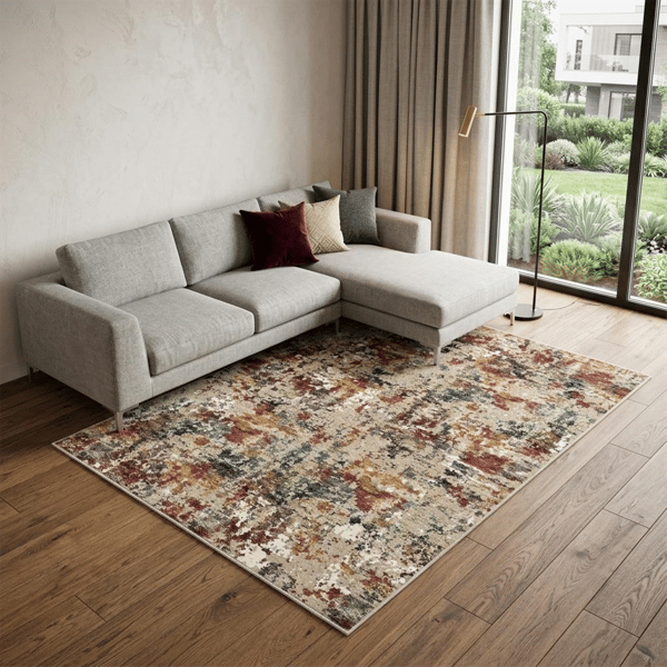 HomeRoots Modern Stain Resistant Abstract Washable Area Rug