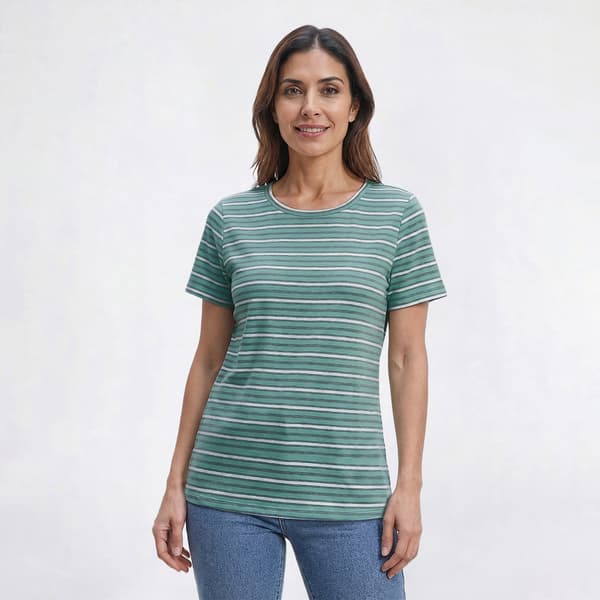 Womens Hasting & Smith Short Sleeve Stripe Round Neck Tee