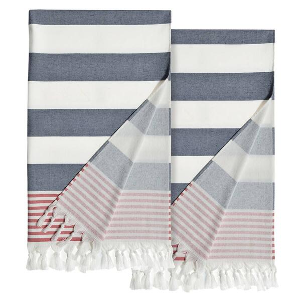 Linum Home Textiles Patriotic Pestemal Beach Towel - Set of 2