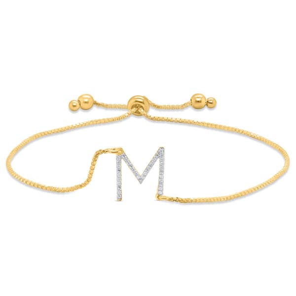 Nova Star(R) Gold Plated 1/10ctw. Lab Grown Diamond M Bolo Bracelet - image 