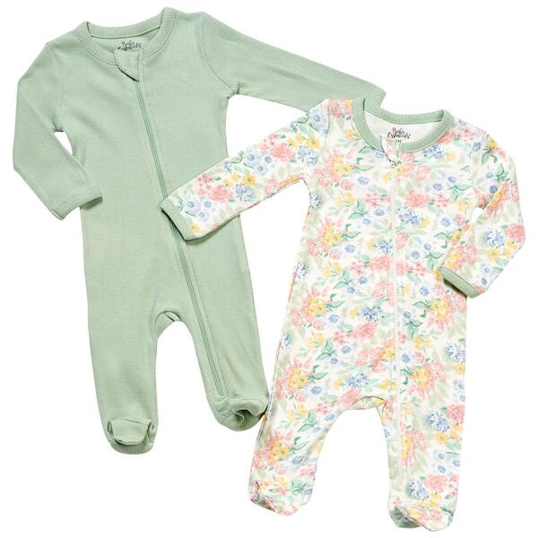 Baby Girl &#40;NB-9M&#41; Baby Essentials&#40;R&#41; 2pk. Floral Footie Pajamas - image 
