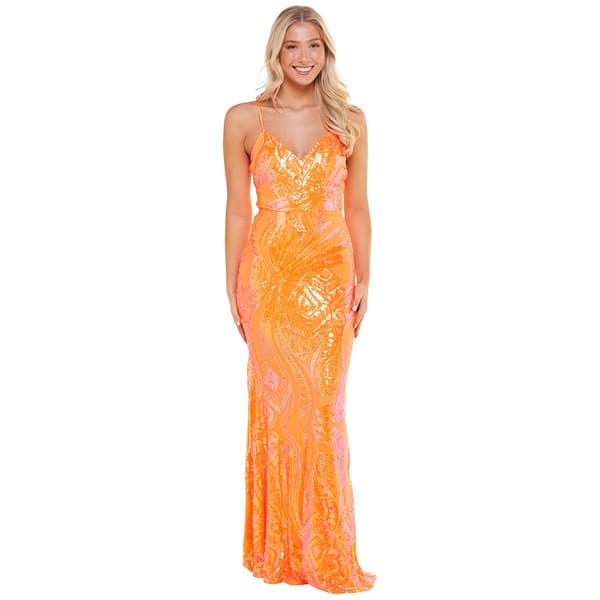 Juniors Crystal Doll Placement Sequin Mermaid Dress - image 