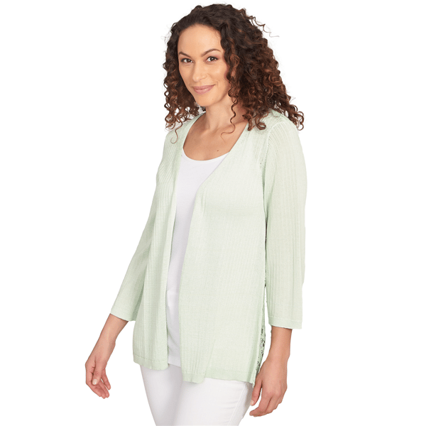 Petite Ruby Rd. Tropical Oasis Lace Back Duster Cardigan