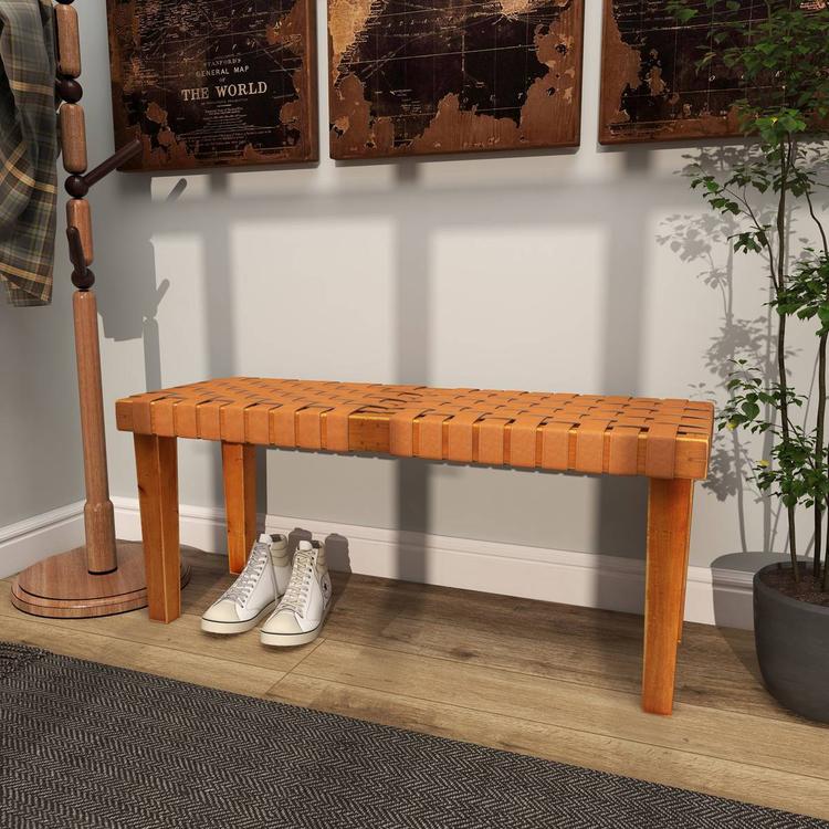 9th & Pike® Rustic Brown Wood Entryway Bench