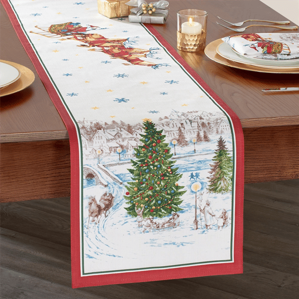Threadmade Santa’s Snowy Sleighride Table Runner