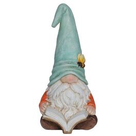 Alpine Turquoise Hat Gnome Reading Book Statue