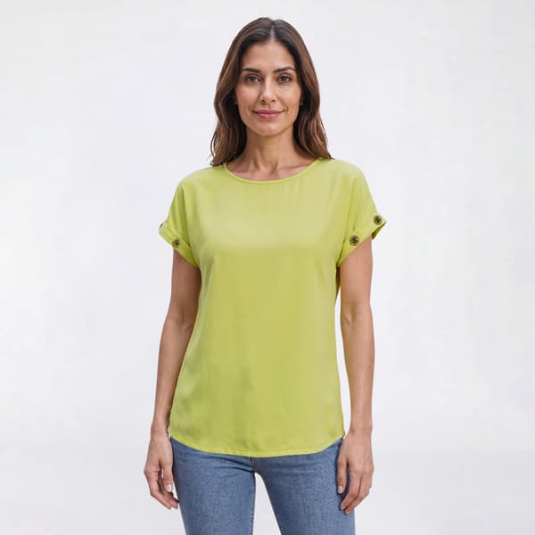 Womens Love Scarlet Short Grommet Sleeve Solid Blouse