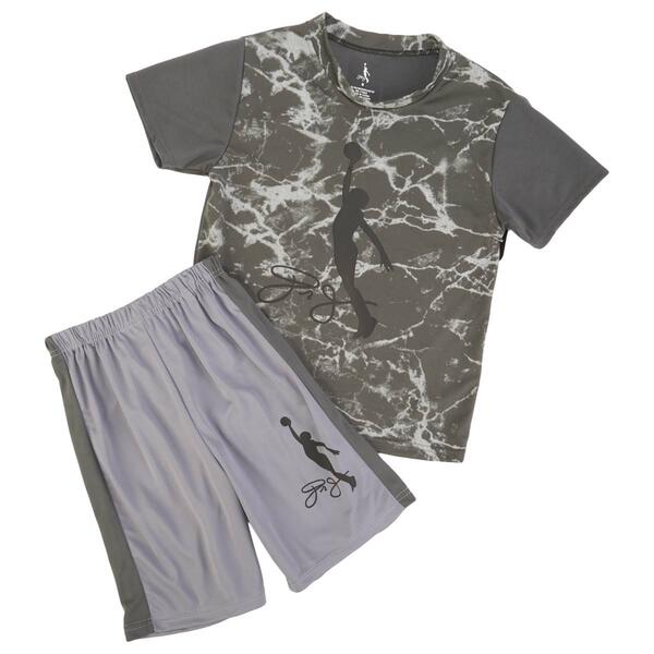 Boys &#40;8-20&#41; Dr. J 2pc. Marble Dry Fit Shorts Set - Charcoal - image 