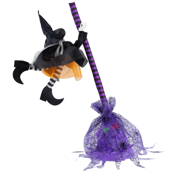 Northlight Animated Flying Witch with Broom Halloween Décor
