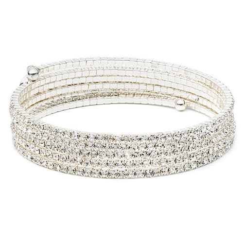 Anne Klein Silver-Tone & Crystal Coil Bracelet - image 