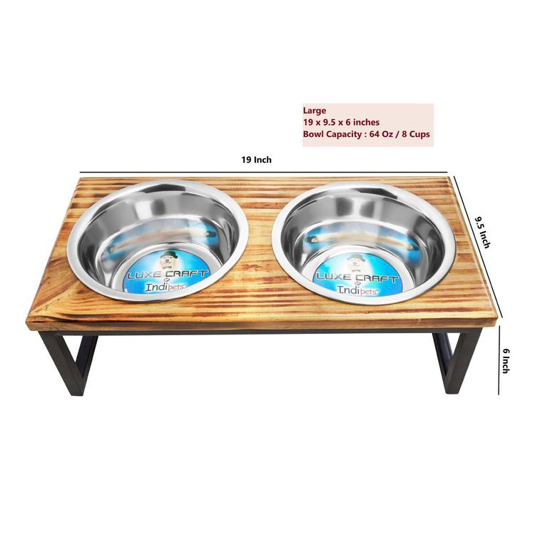 Indipets Luxe Craft Wooden Elevated Feeder