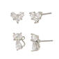 Betsey Johnson Set of 2 Cubic Zirconia Cat & Bow Earrings - image 1