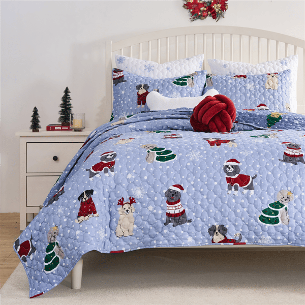 Greenland Home Fashions™ Winter Whiskers Festive Pets Quilt Set - image 