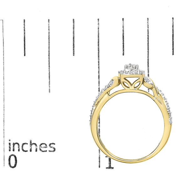 Haus of Brilliance 14kt Gold Plated Diamond Halo Engagement Ring