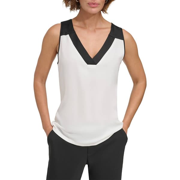 Womens DKNY Sleeveless Color Block Blouse
