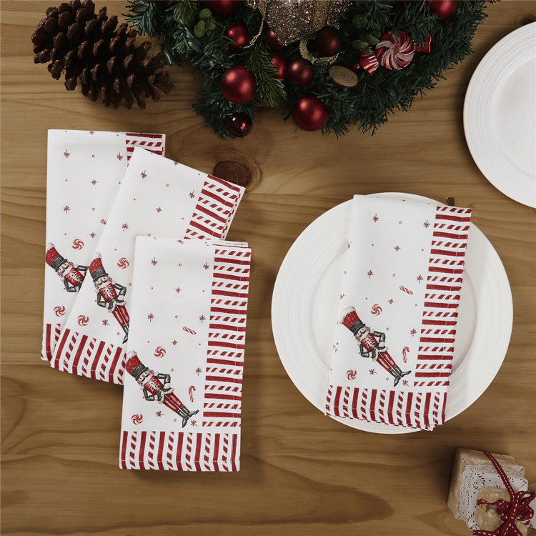 Avanti Linens Nutcracker Candy Napkins - Set of 4