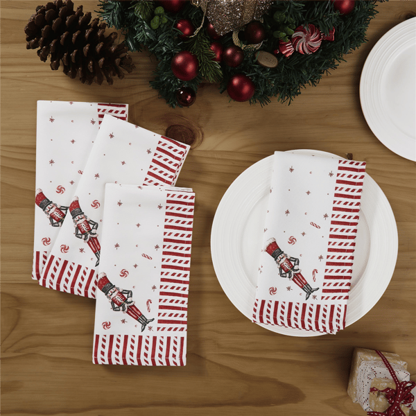Avanti Linens Nutcracker Candy Napkins - Set of 4