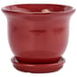 Aurora Bell Cordovan 8in. Glazed Ceramic Planter w/ Saucer - image 1
