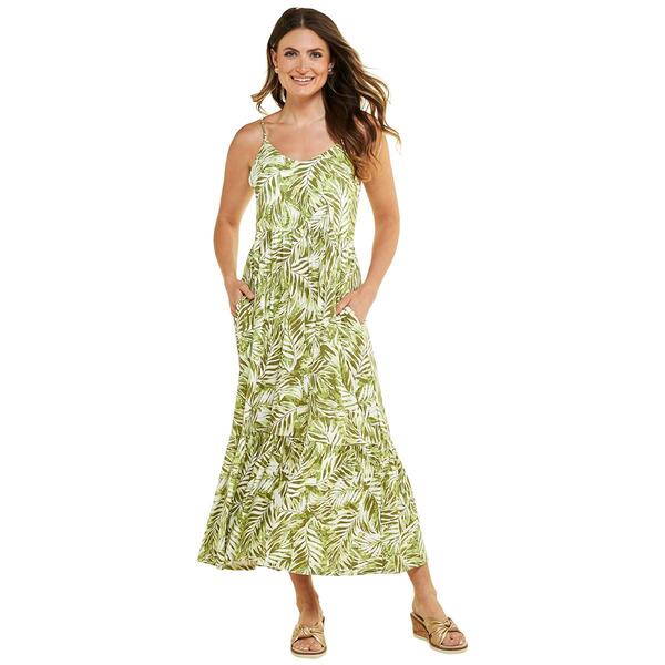 Womens Emily Daniels Watercolor Palm Ruffle Hem Maxi Dress - image 