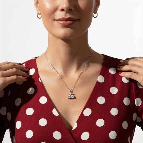 Saffron 1ctw. Moissanite Diamond Twin Cherry Pendant Necklace