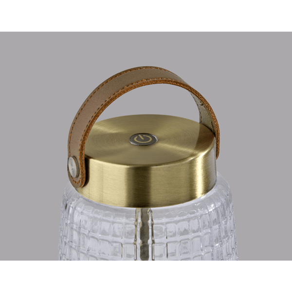 Adesso Samara Cordless LED Tall Table Lantern with Glass Shade