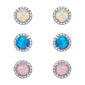 Set of 3 Sterling Silver & Multi Color Opal Stud Earrings - image 2