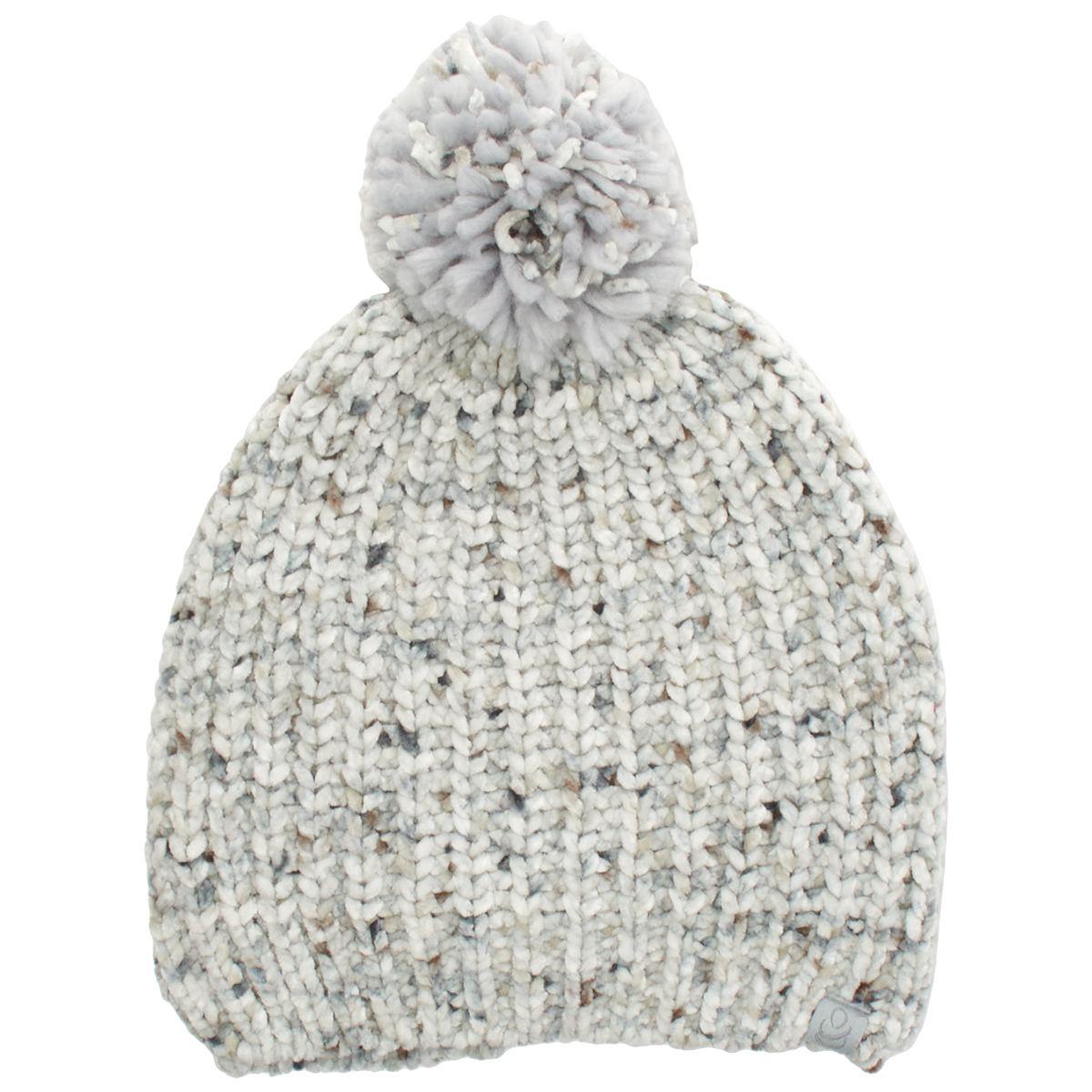Womens Cuddl Duds Chenille Speckled Rib Beanie w/Pom