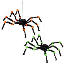 Evergreen Orange & Green Spider Hanging Decor Set of 2