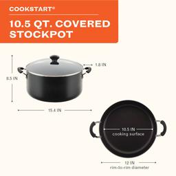 Farberware® DiamondMax™ 10.5-Quart Black Covered Stockpot