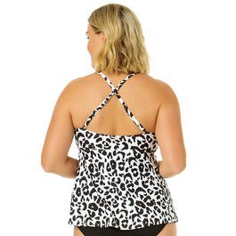 Womens Anne Cole Leopard Wild Cat Ring Easy Tankini Swim Top