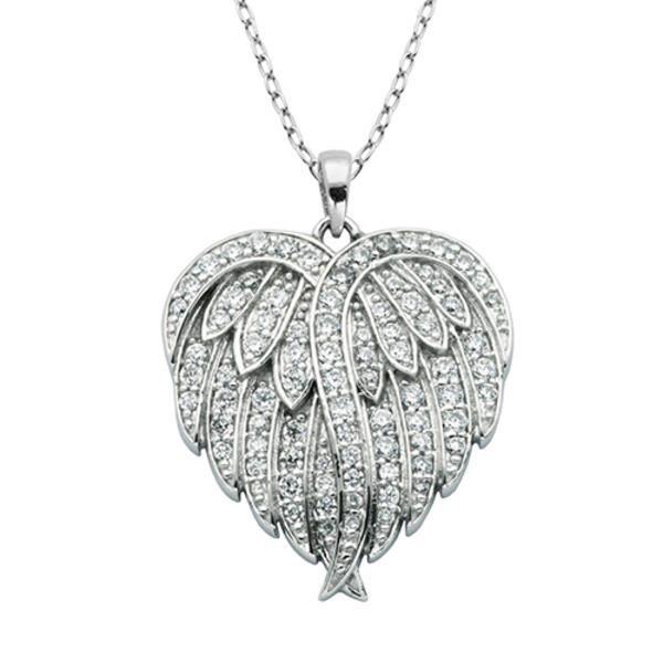 Splendere Sterling Silver Angel Wings Heart Necklace - image 